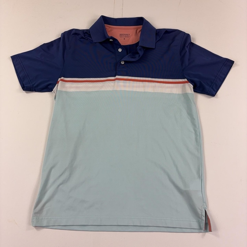 Brooks Brothers Polo Shirt Mens Small Performance Stretch Short Sleeve Blue